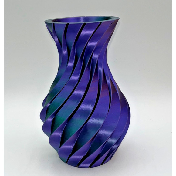 3D Printed Swirled Modern Flower Vase Multi Color Metallic Purple Pink Blue OOAK - Picture 3 of 16